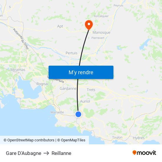Gare D'Aubagne to Reillanne map