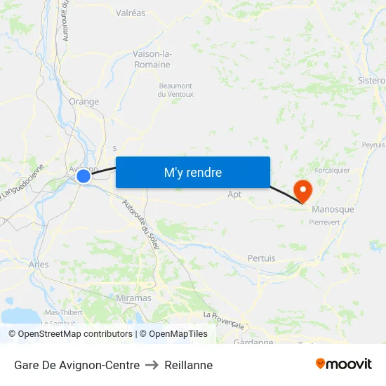 Gare De Avignon-Centre to Reillanne map