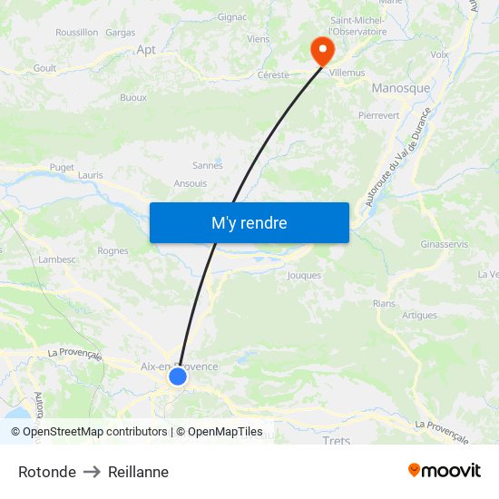 Rotonde to Reillanne map