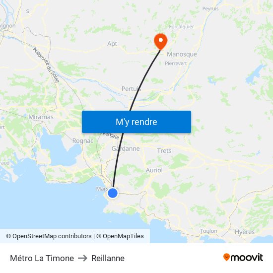 Métro La Timone to Reillanne map