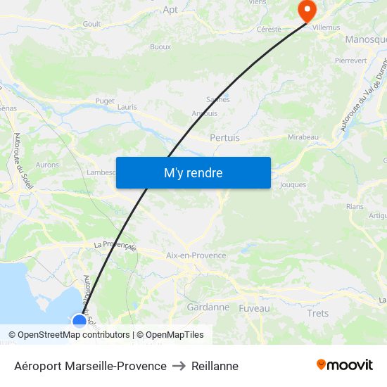 Aéroport Marseille-Provence to Reillanne map
