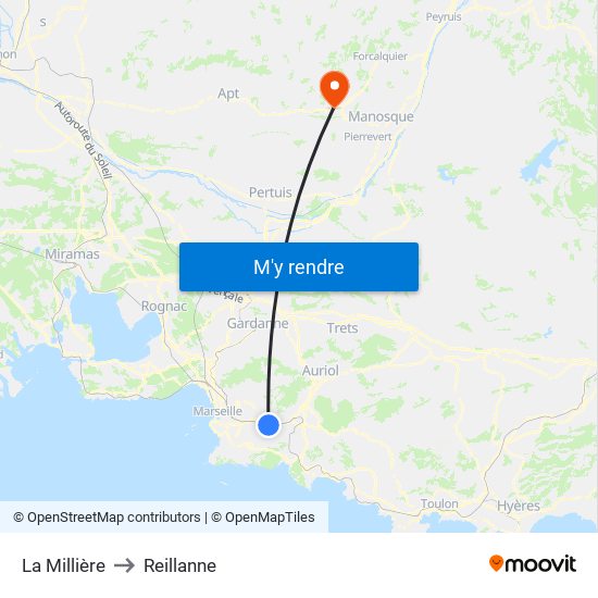La Millière to Reillanne map