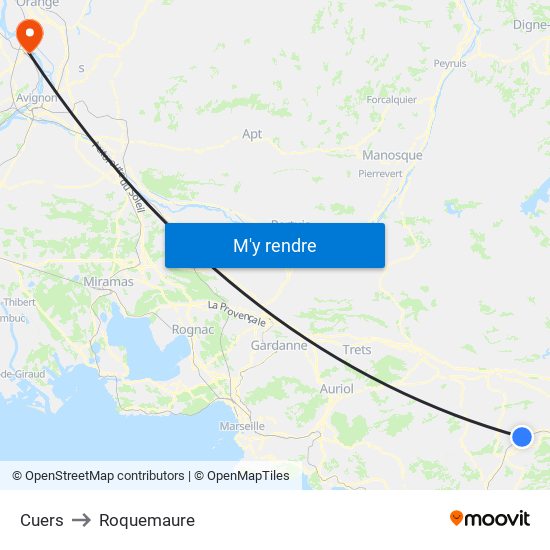 Cuers to Roquemaure map