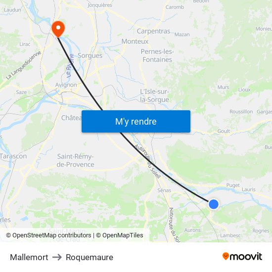 Mallemort to Roquemaure map