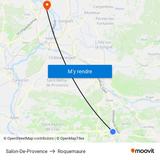 Salon-De-Provence to Roquemaure map