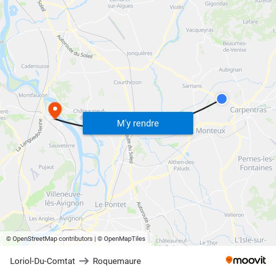 Loriol-Du-Comtat to Roquemaure map