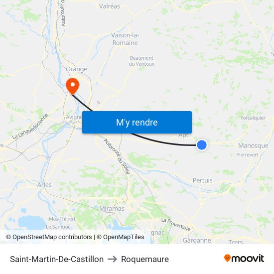 Saint-Martin-De-Castillon to Roquemaure map