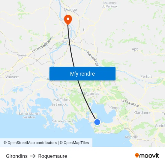 Girondins to Roquemaure map