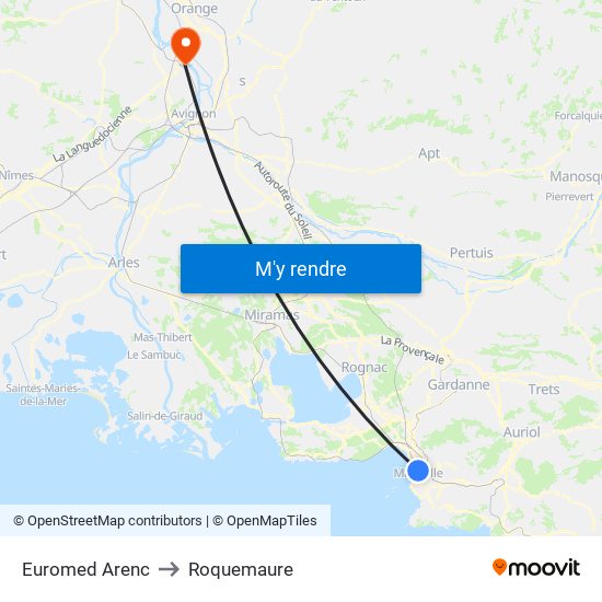 Euromed Arenc to Roquemaure map