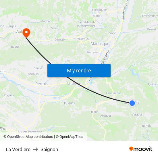 La Verdière to Saignon map
