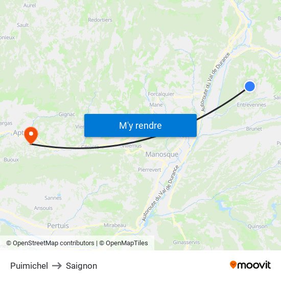Puimichel to Saignon map