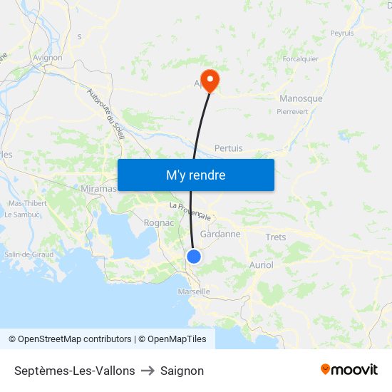 Septèmes-Les-Vallons to Saignon map