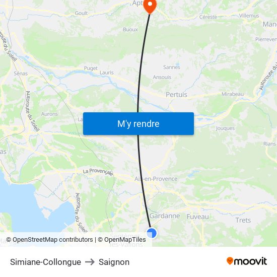 Simiane-Collongue to Saignon map