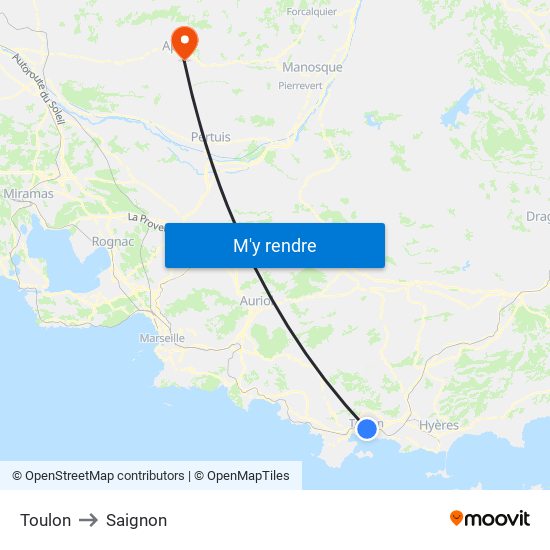 Toulon to Saignon map
