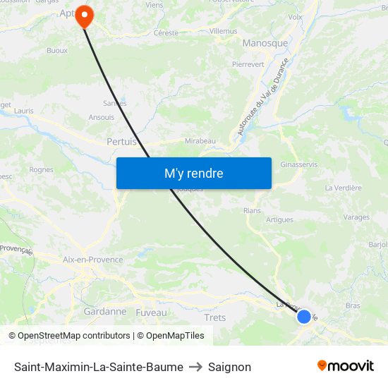 Saint-Maximin-La-Sainte-Baume to Saignon map