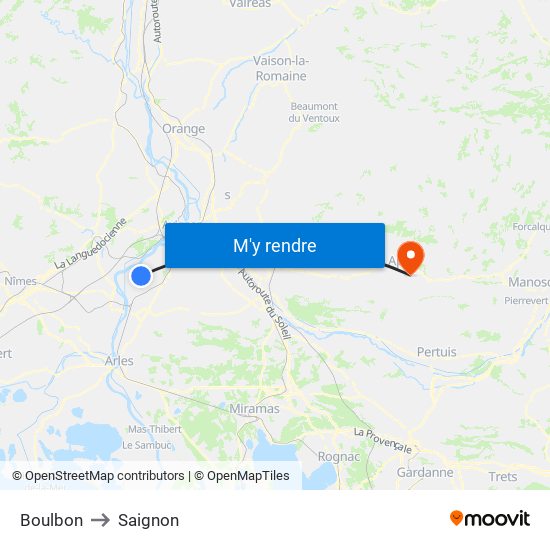 Boulbon to Saignon map