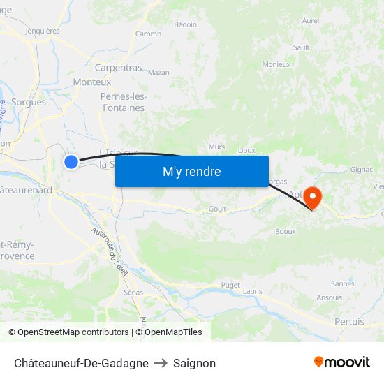 Châteauneuf-De-Gadagne to Saignon map