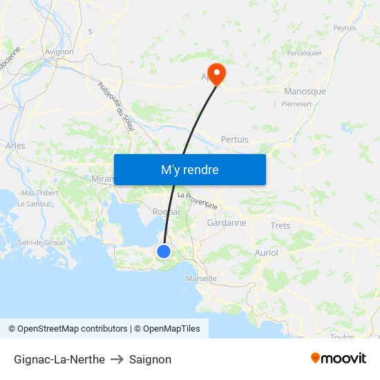 Gignac-La-Nerthe to Saignon map