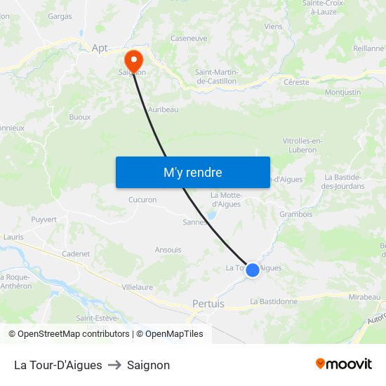 La Tour-D'Aigues to Saignon map