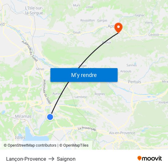 Lançon-Provence to Saignon map