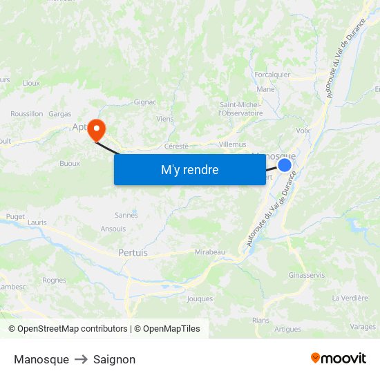 Manosque to Saignon map
