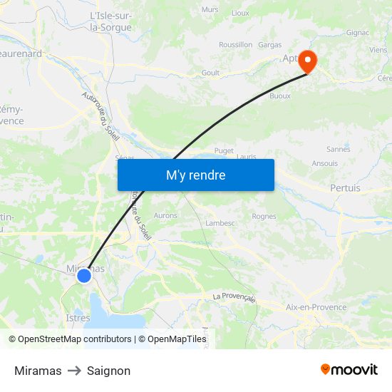 Miramas to Saignon map