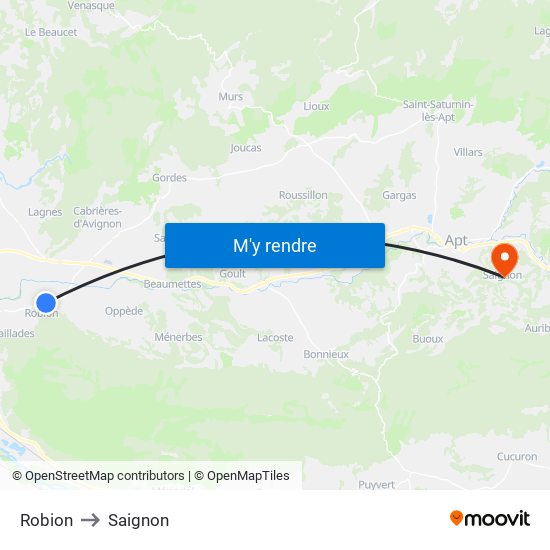 Robion to Saignon map