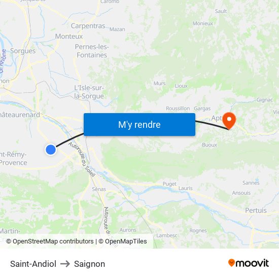 Saint-Andiol to Saignon map