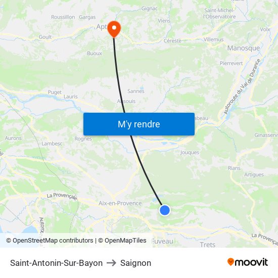 Saint-Antonin-Sur-Bayon to Saignon map