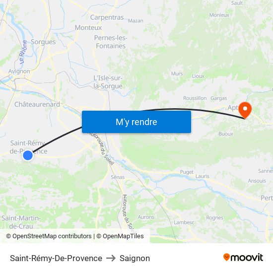 Saint-Rémy-De-Provence to Saignon map