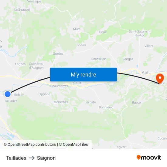 Taillades to Saignon map