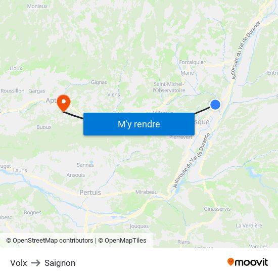 Volx to Saignon map