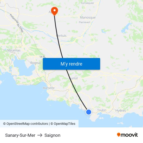 Sanary-Sur-Mer to Saignon map