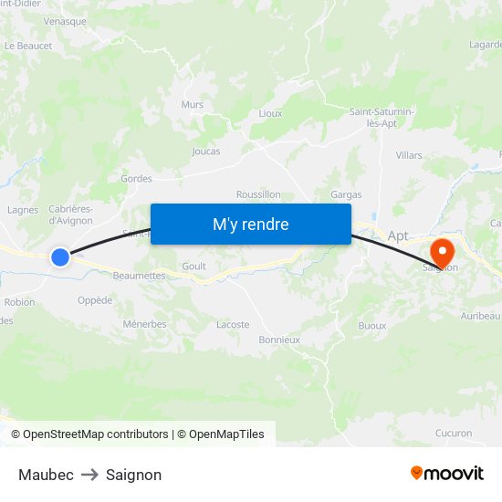 Maubec to Saignon map