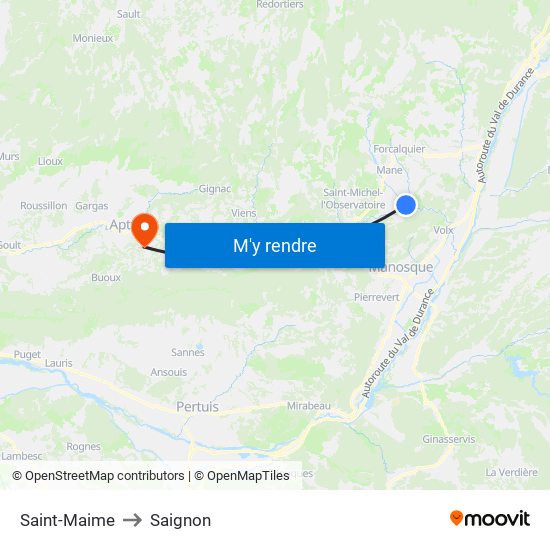 Saint-Maime to Saignon map