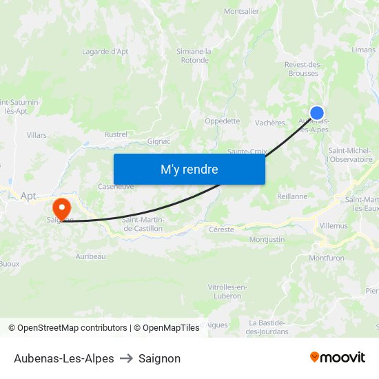 Aubenas-Les-Alpes to Saignon map
