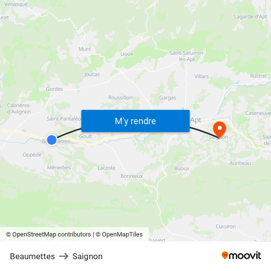 Beaumettes to Saignon map