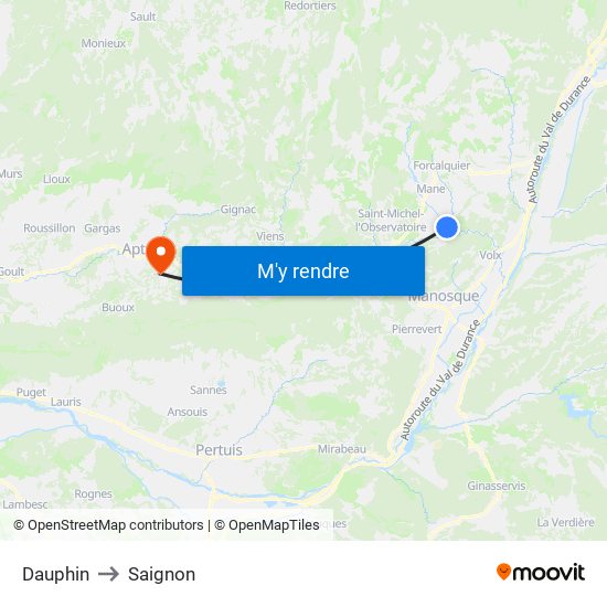 Dauphin to Saignon map