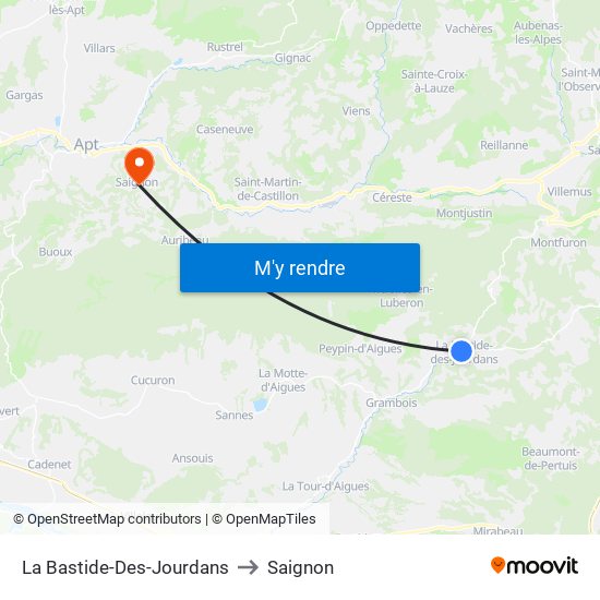 La Bastide-Des-Jourdans to Saignon map