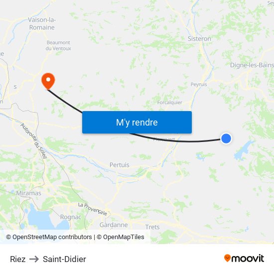 Riez to Saint-Didier map