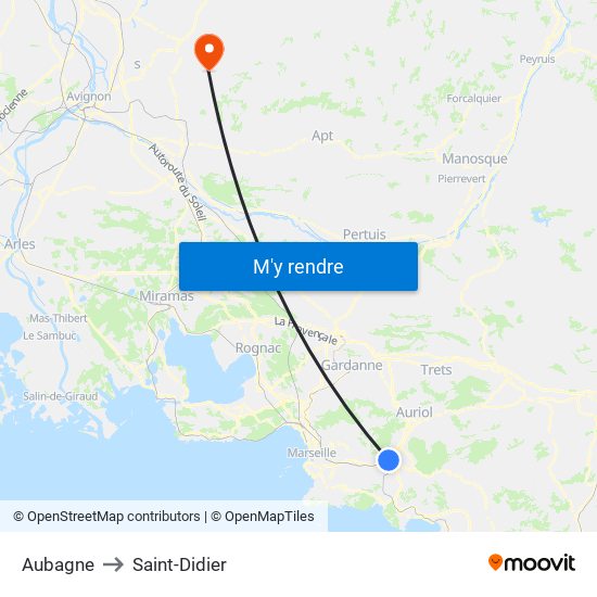 Aubagne to Saint-Didier map