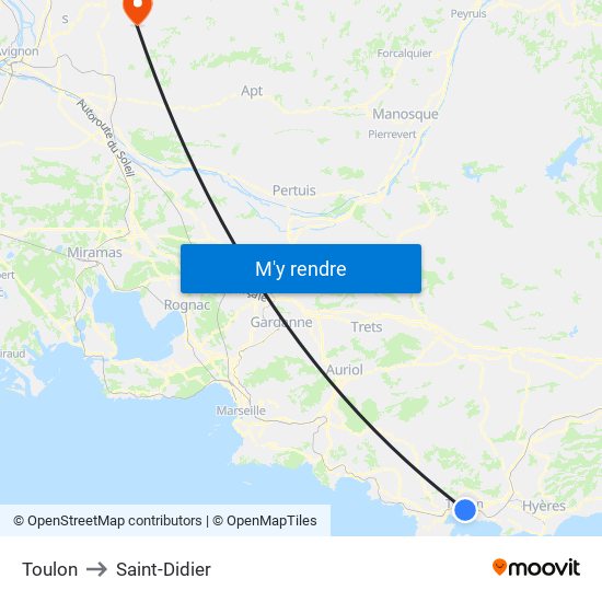 Toulon to Saint-Didier map