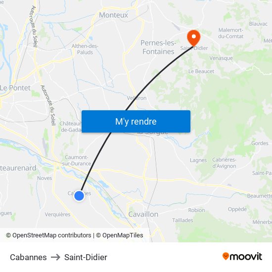 Cabannes to Saint-Didier map
