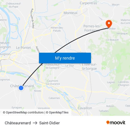 Châteaurenard to Saint-Didier map