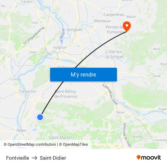 Fontvieille to Saint-Didier map