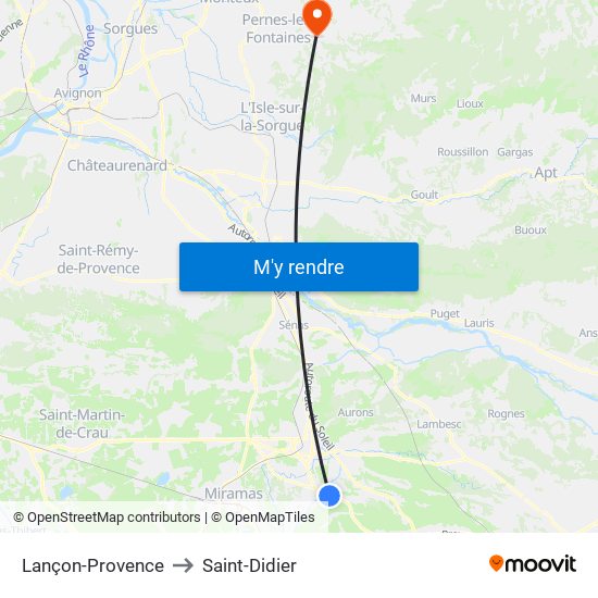 Lançon-Provence to Saint-Didier map