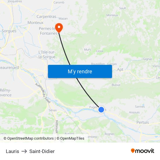 Lauris to Saint-Didier map