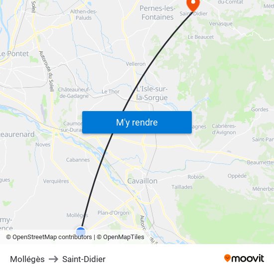 Mollégès to Saint-Didier map