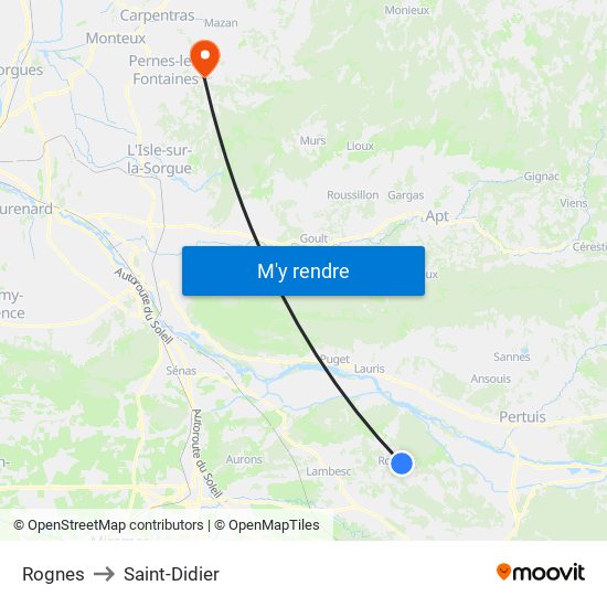 Rognes to Saint-Didier map