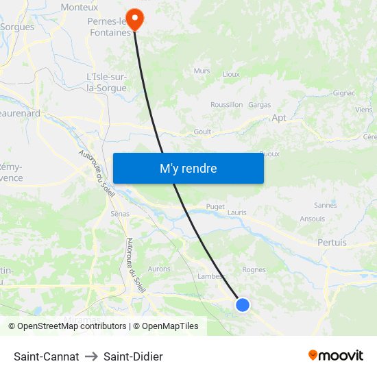 Saint-Cannat to Saint-Didier map